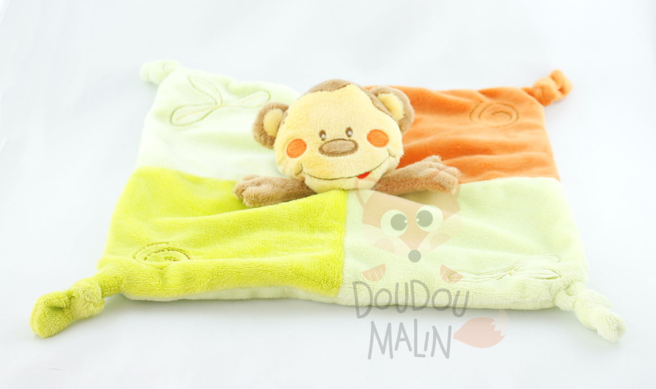  baby comforter monkey green brown  